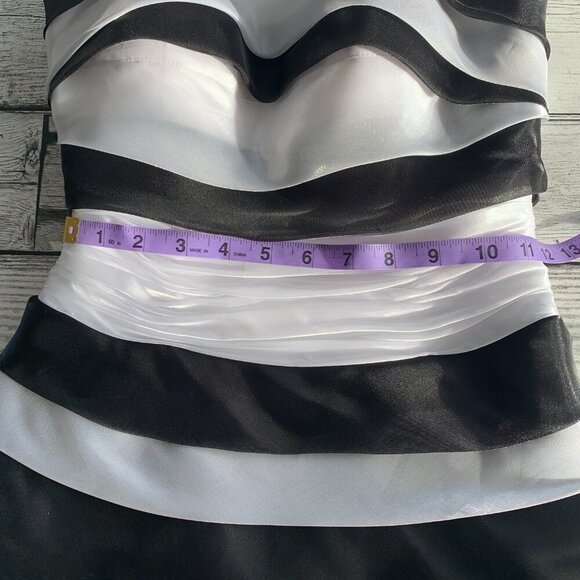 Xcite Impressions Striped Sleeveless Fit & Flair Tulle Formal Mini Dress - Picture 14 of 16